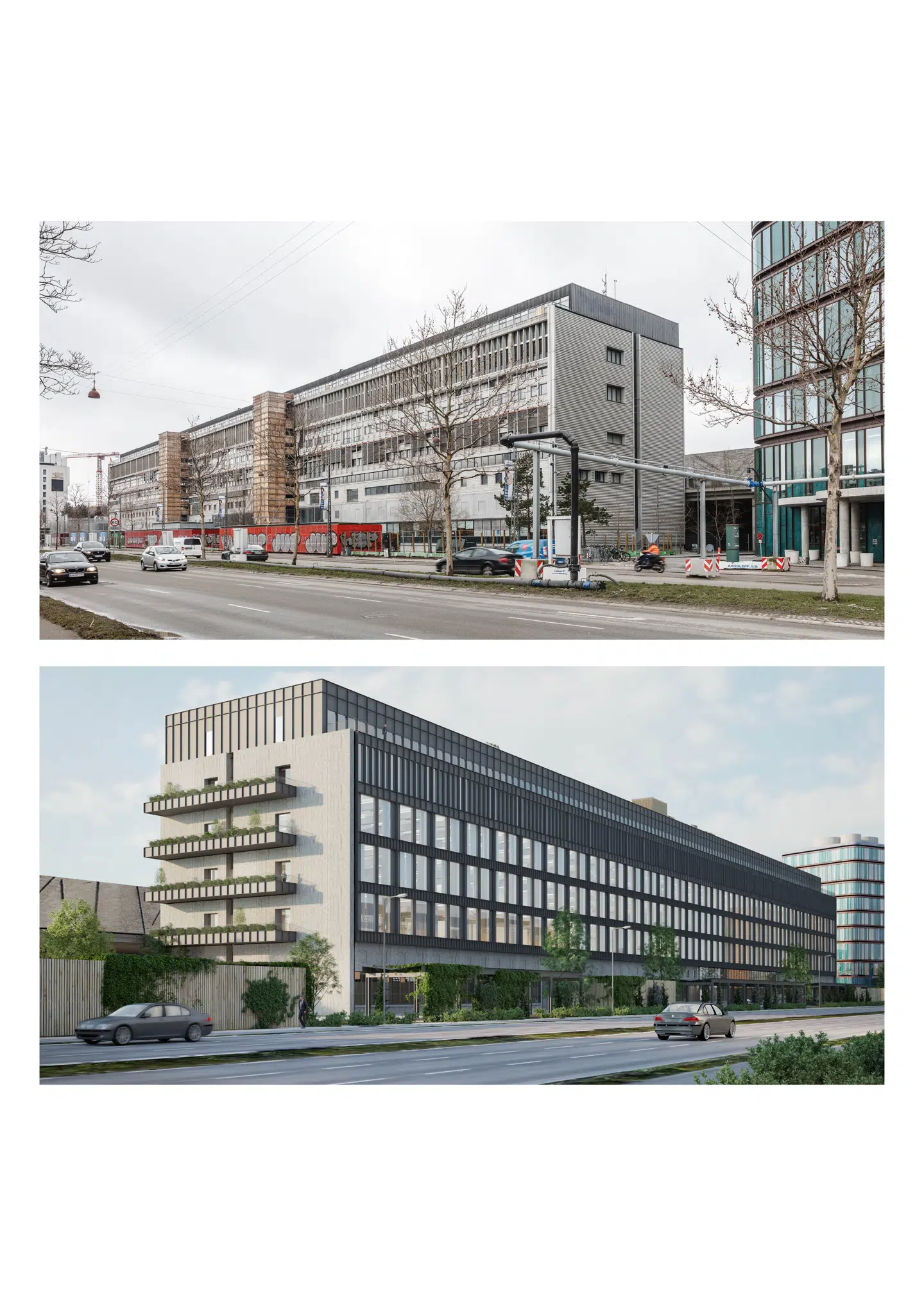 Mellem Tivoli Hotel og SEB-bank på Islands Brygge har DSBs gamle godsterminal ligget siden 1967. Nu skal den brutalistiske bygning have en overhaling. Her før og efter.