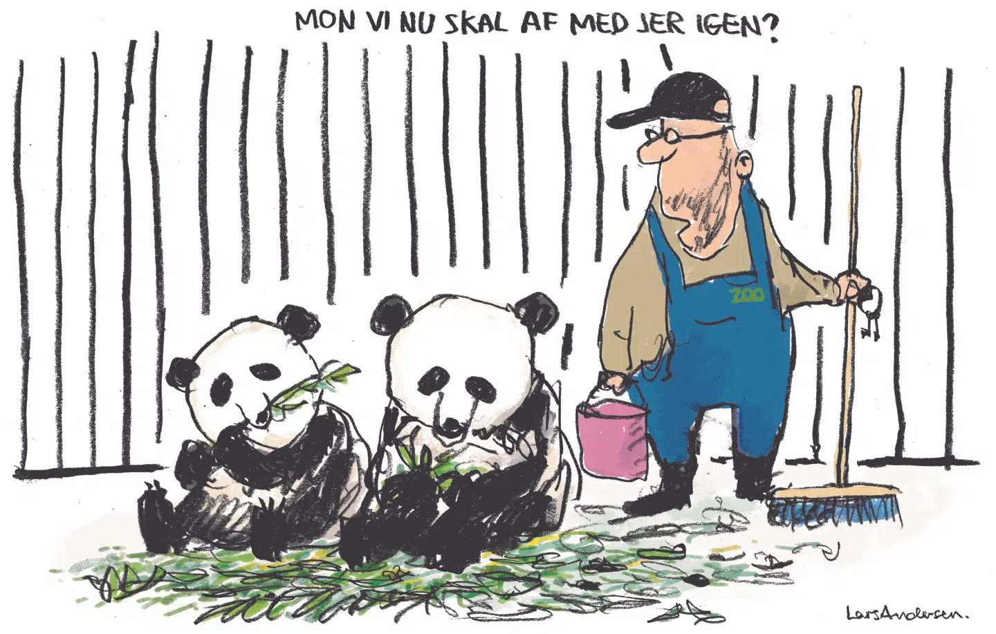 Lars Andersen: HØJ PRIS. En diplomatisk krise er under opsejling mellem Kina og Danmark på grund af en tegning i Jyllandsposten 29. januar 2020. Lars Andersens tegning blev bragt i Berlingske, men Alhambra-museet viser ikke originaltegningen fra Jyllands-Posten.