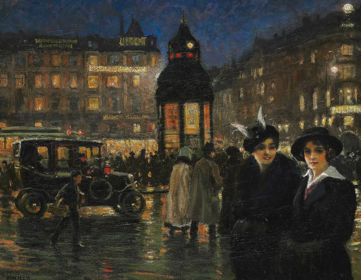 Aftenstemning på Rådhuspladsen. 1919.