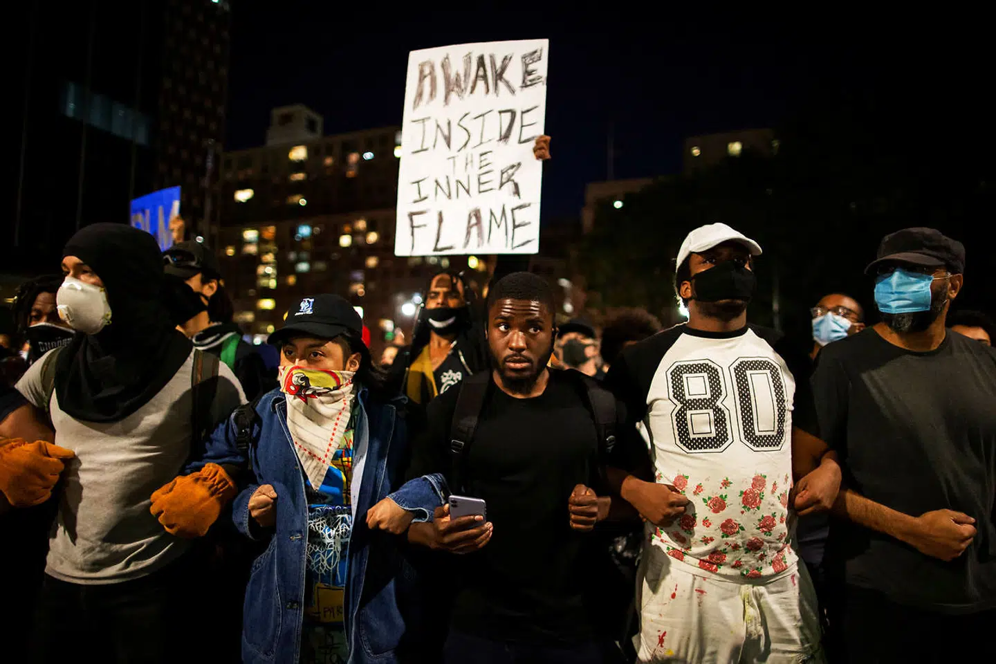 Protest i New York City natten til mandag.