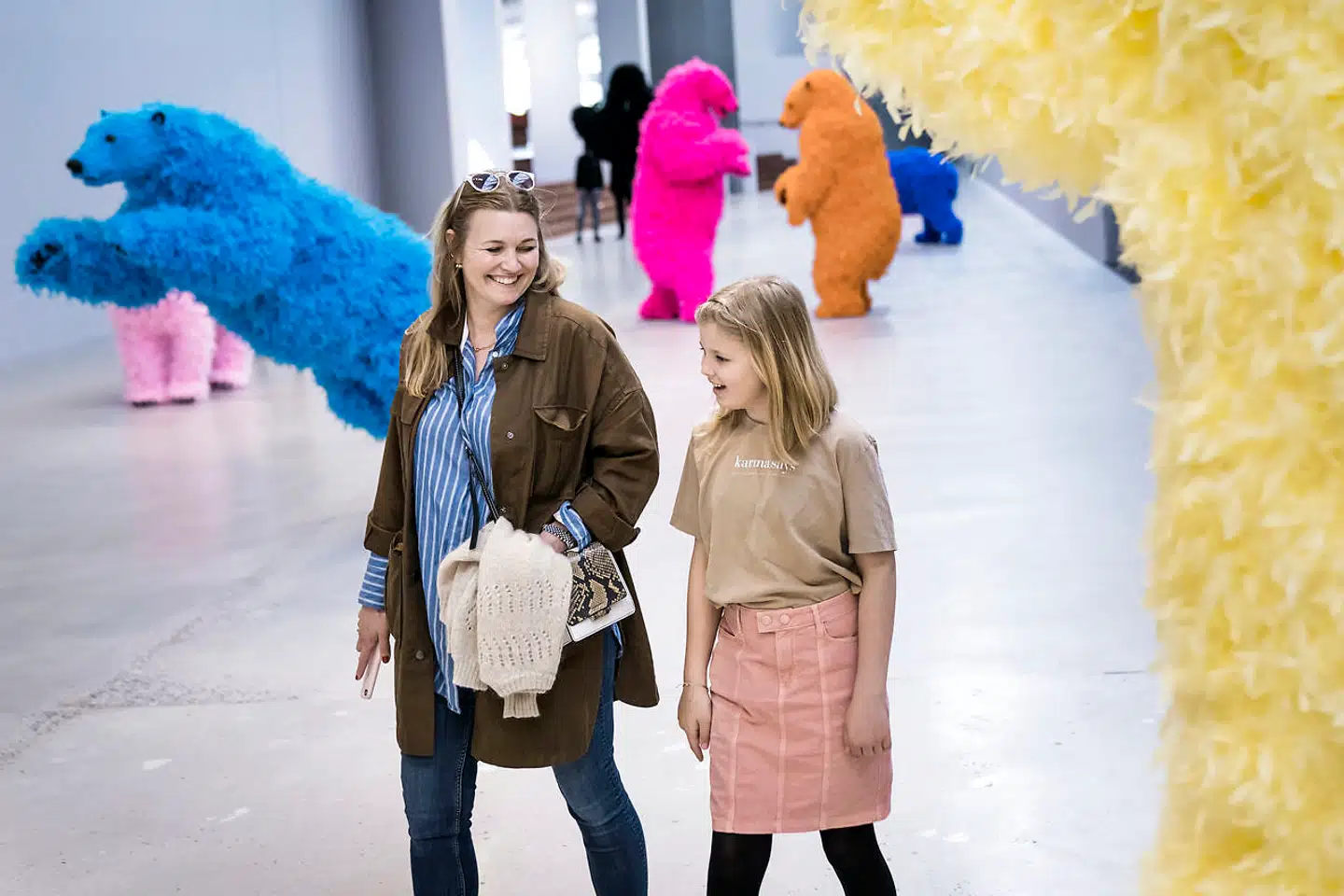 Trine Holmegaard og datteren Edith var besøgende nummer tre og fire, da ARKEN i dag genåbnede.