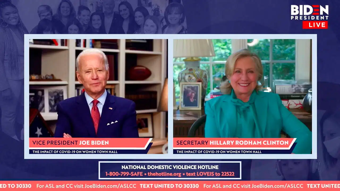 Joe Biden har i ugevis kun ført valgkamp fra sit kontor i sin kælder. Her i forbindelse med at Hillary Clinton gik ud med støtte til hans kandidatur som Demokraternes præsidentkandidat.