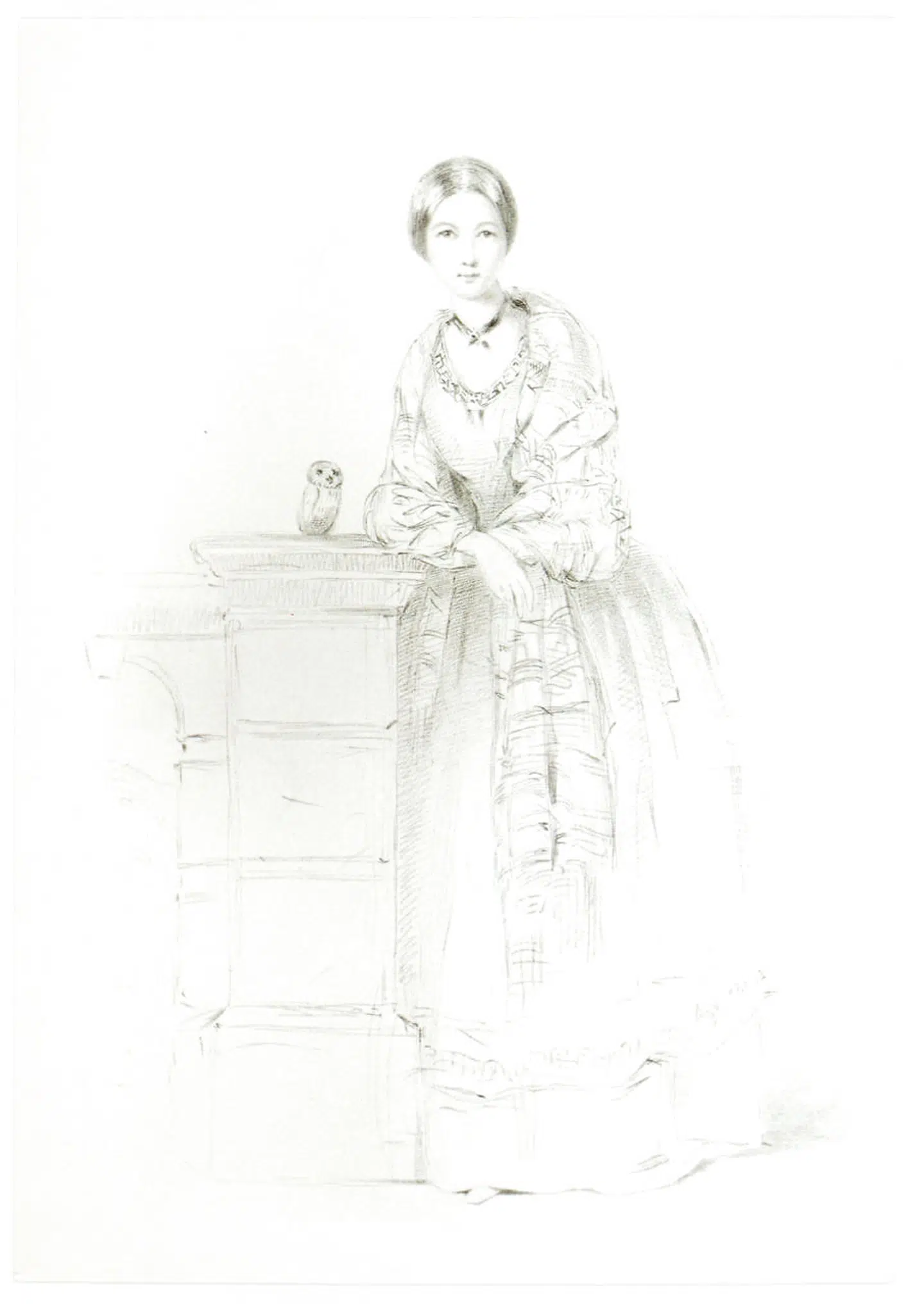 Florence Nightingale med kirkeuglen Athena – en souvenir fra rejsen til Grækenland og Egypten.