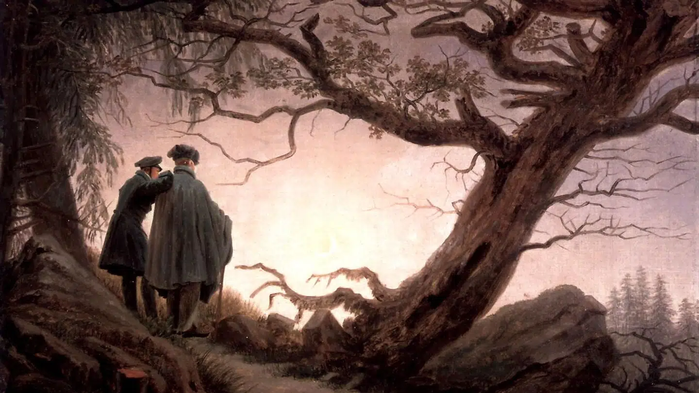 Caspar David Friedrich malede to mænd i gang med en betragtning af Månen – eller skaber de sceneriet selv?