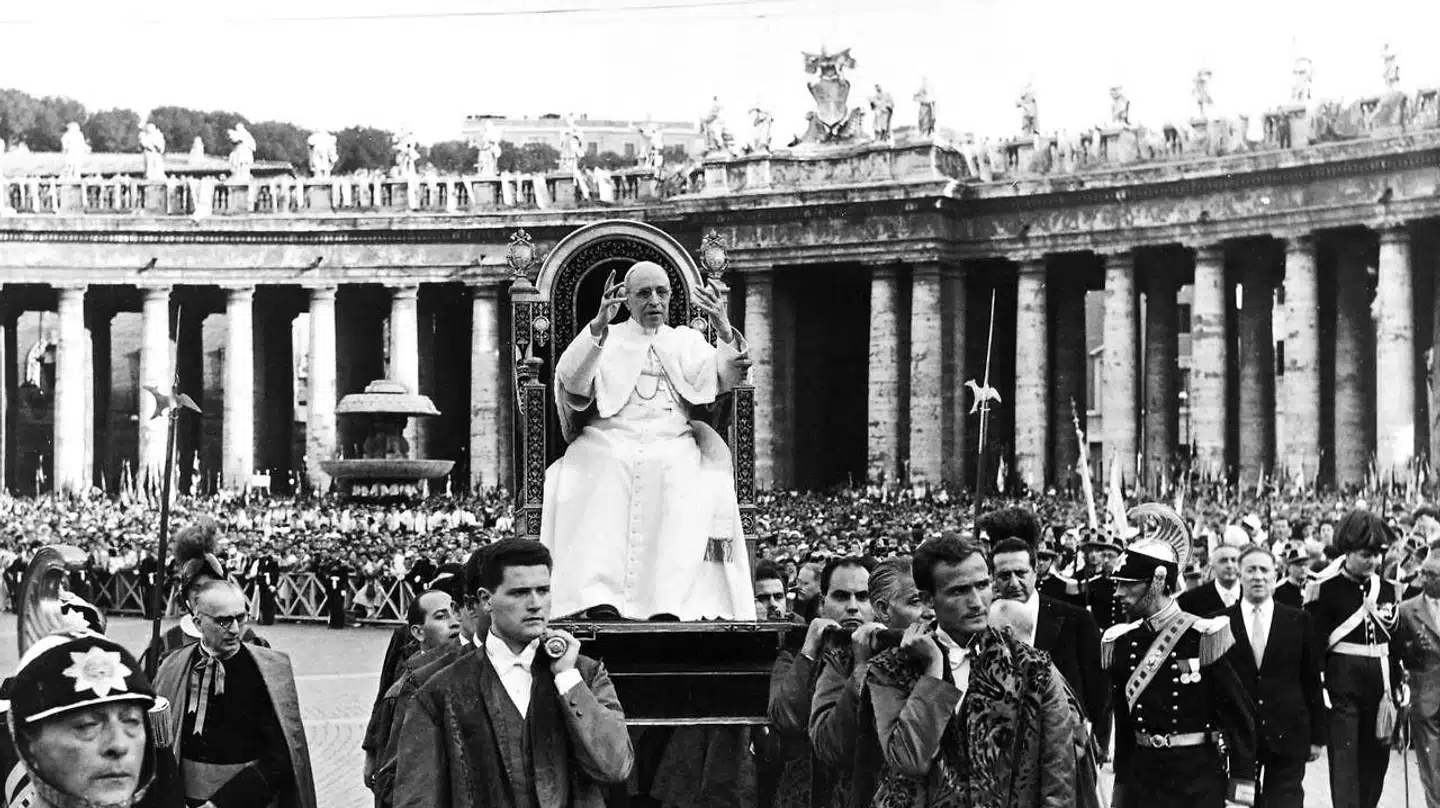 Pave Pius XII, der hyldes i Rom, 1957.