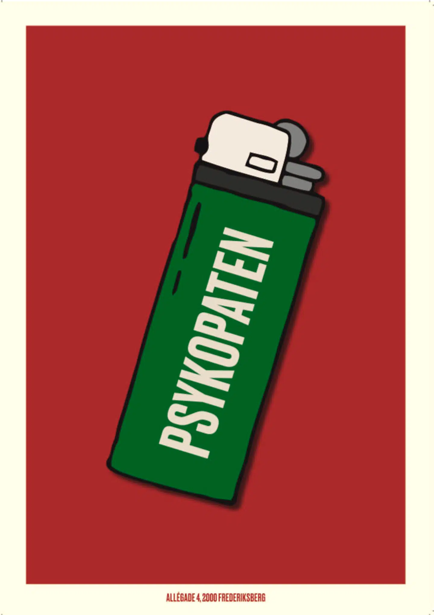 Maria Willumsens plakat er en del af crowdfundingkampagnen – her er det Alléenbergs klassiske lighter, som man kan få hjem i stuen.