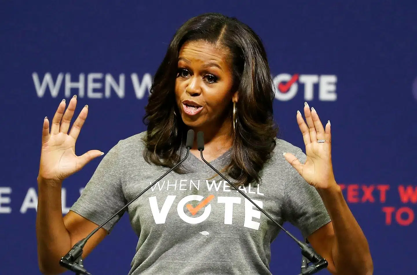 Michelle Obama under et arrangement i Miami i 2018 for at få flere til at bruge deres ret til at stemme.