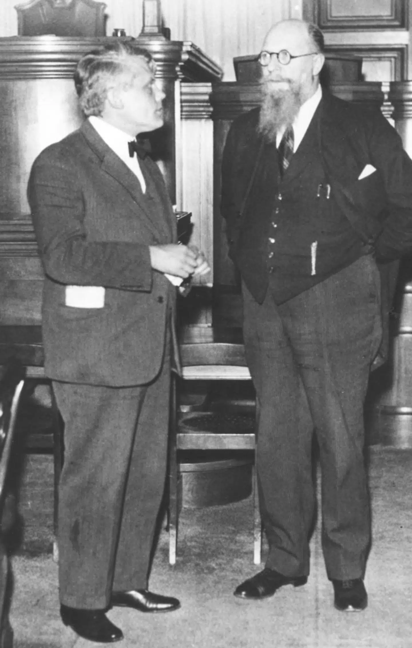 Thorvald Stauning (S) og den konservative John Christmas Møller. John Christmas Møller var en af de få politikere, der mente, at tyskerne ville besætte Danmark.