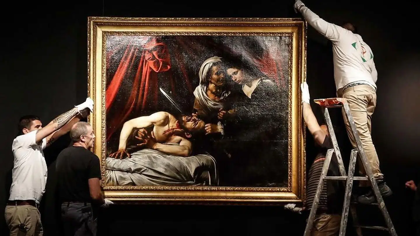 Caravaggios »Judith halshugger Holofernes«. Billedet blev fundet i Toulouse i 2017, hvor det havde ligget gemt under en madras på et loft i over 100 år.