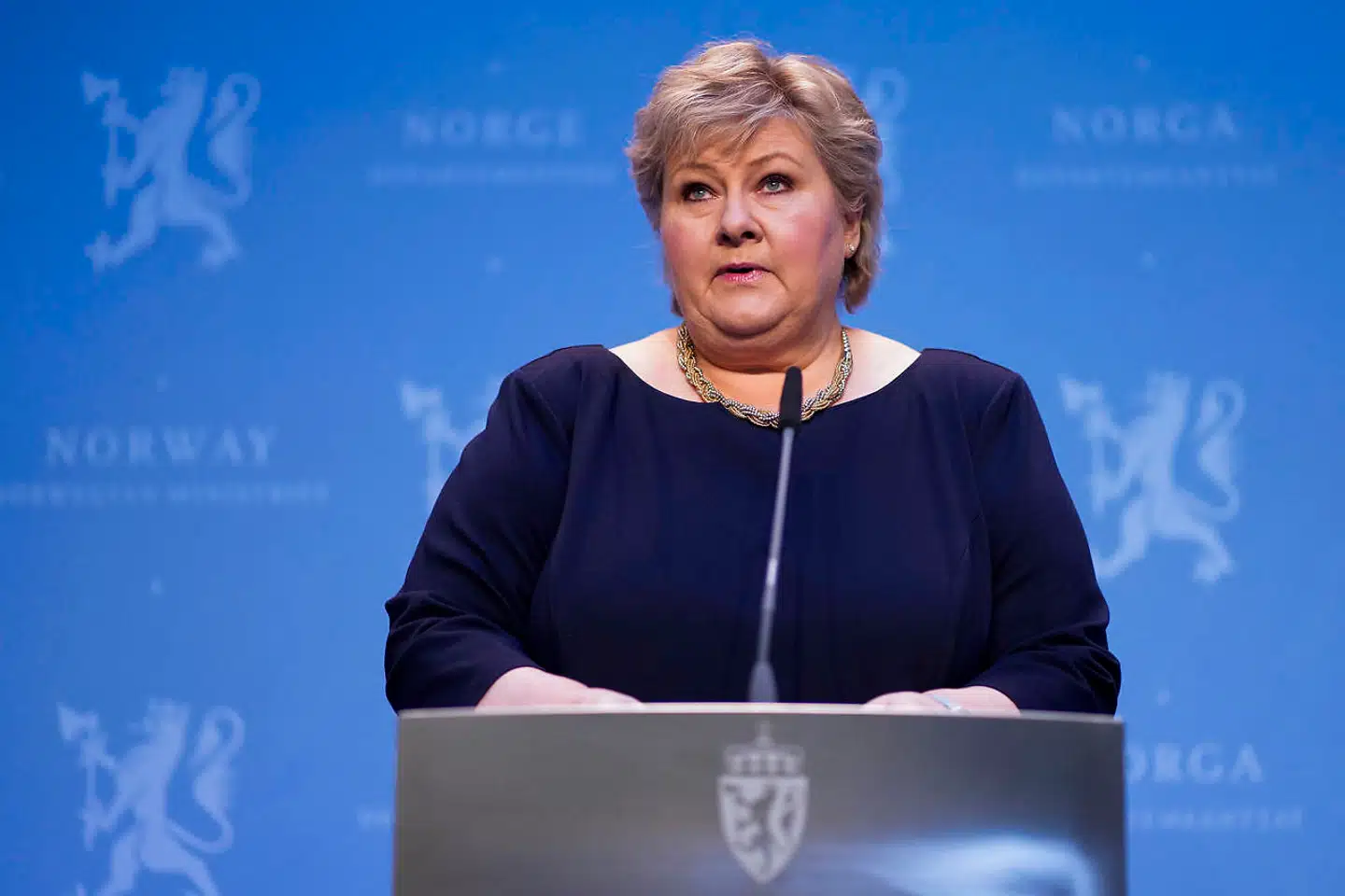ARKIVFOTO: Statsminister Erna Solberg  under en pressekonferanse om hvilke koronatiltak regjeringen ønsker å videreføre i dagene og ukene etter påske.