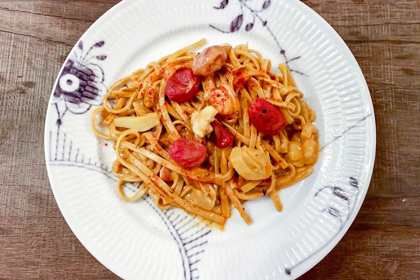 Pastaen ser muligvis ikke fantastisk ud, men den smagte helt forrygende.