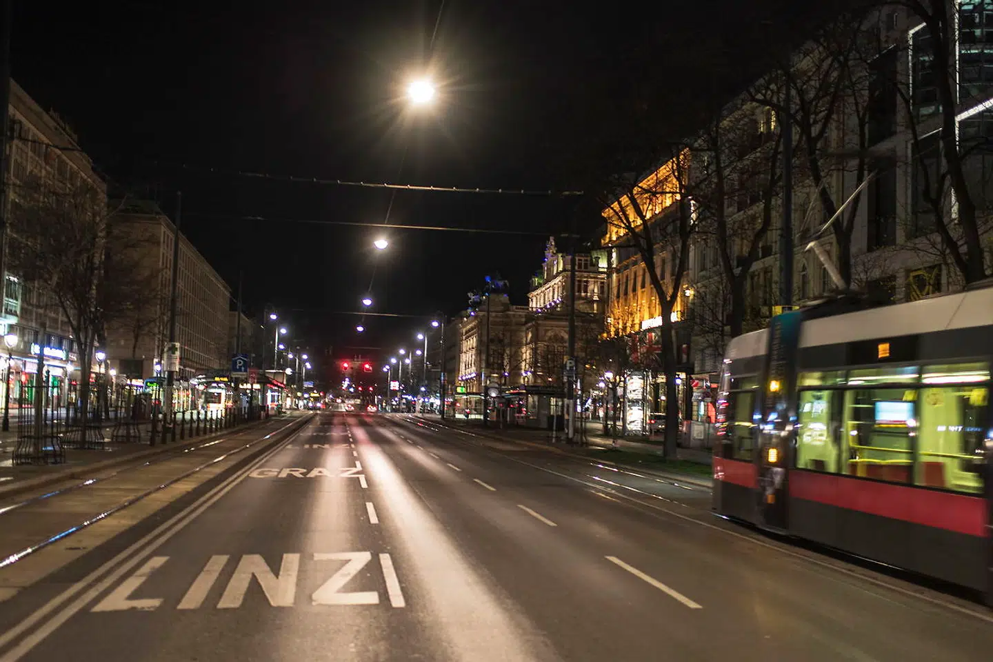 Ringstrasse i Wien, Østrig, 28. marts 2020.