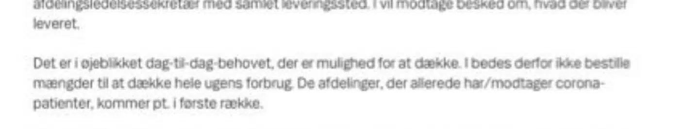Uddrag af mail, som er sendt til afdelinger på Herlev og Gentofte Hospital.