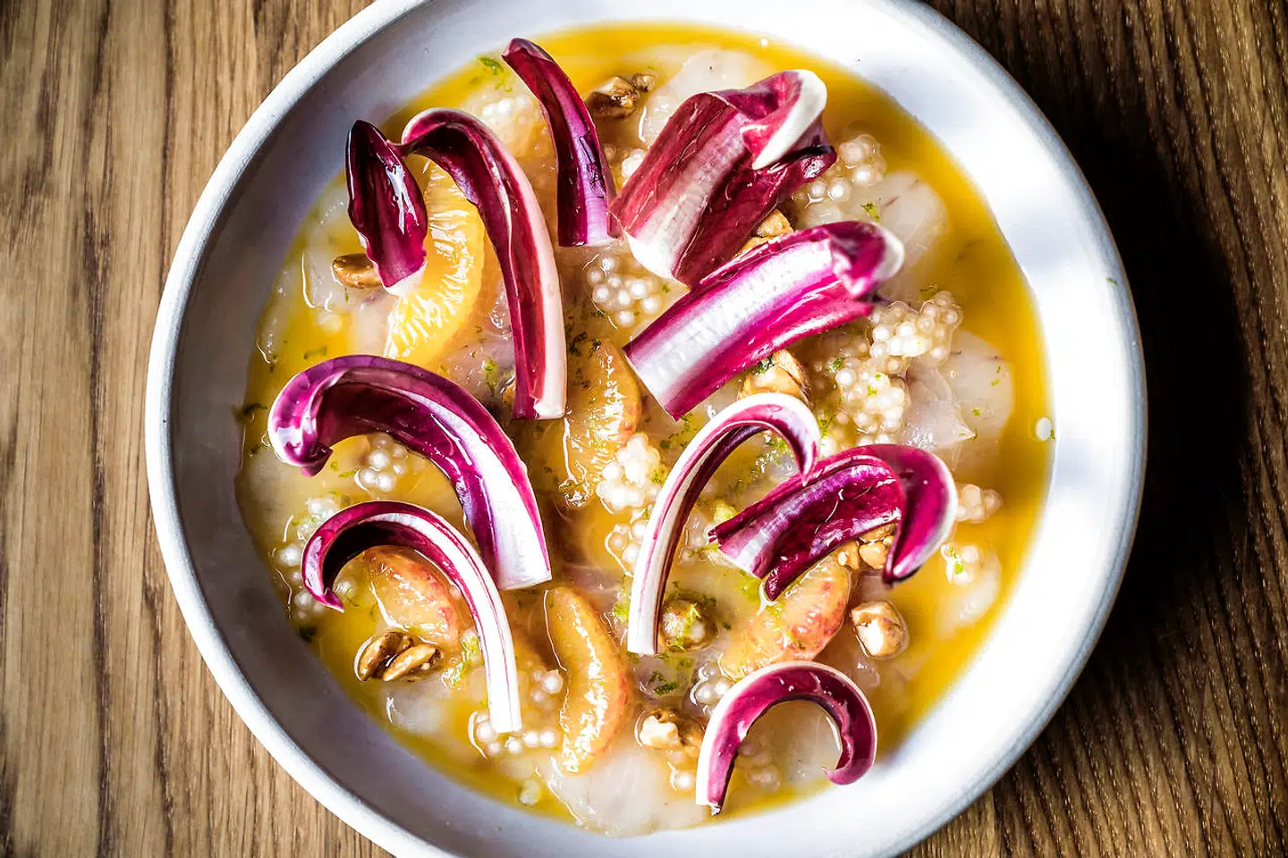 Ceviche med radicchio på restaurant Polly.