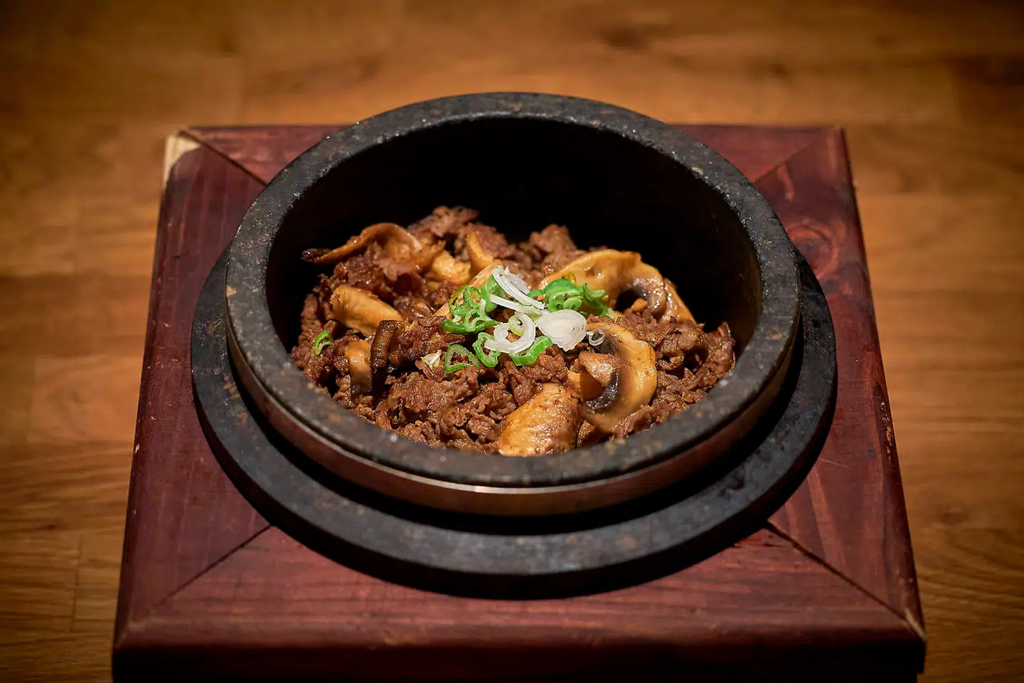 Moi, koreansk restaurant. Bulgogi lavet på økologisk oksebryst.