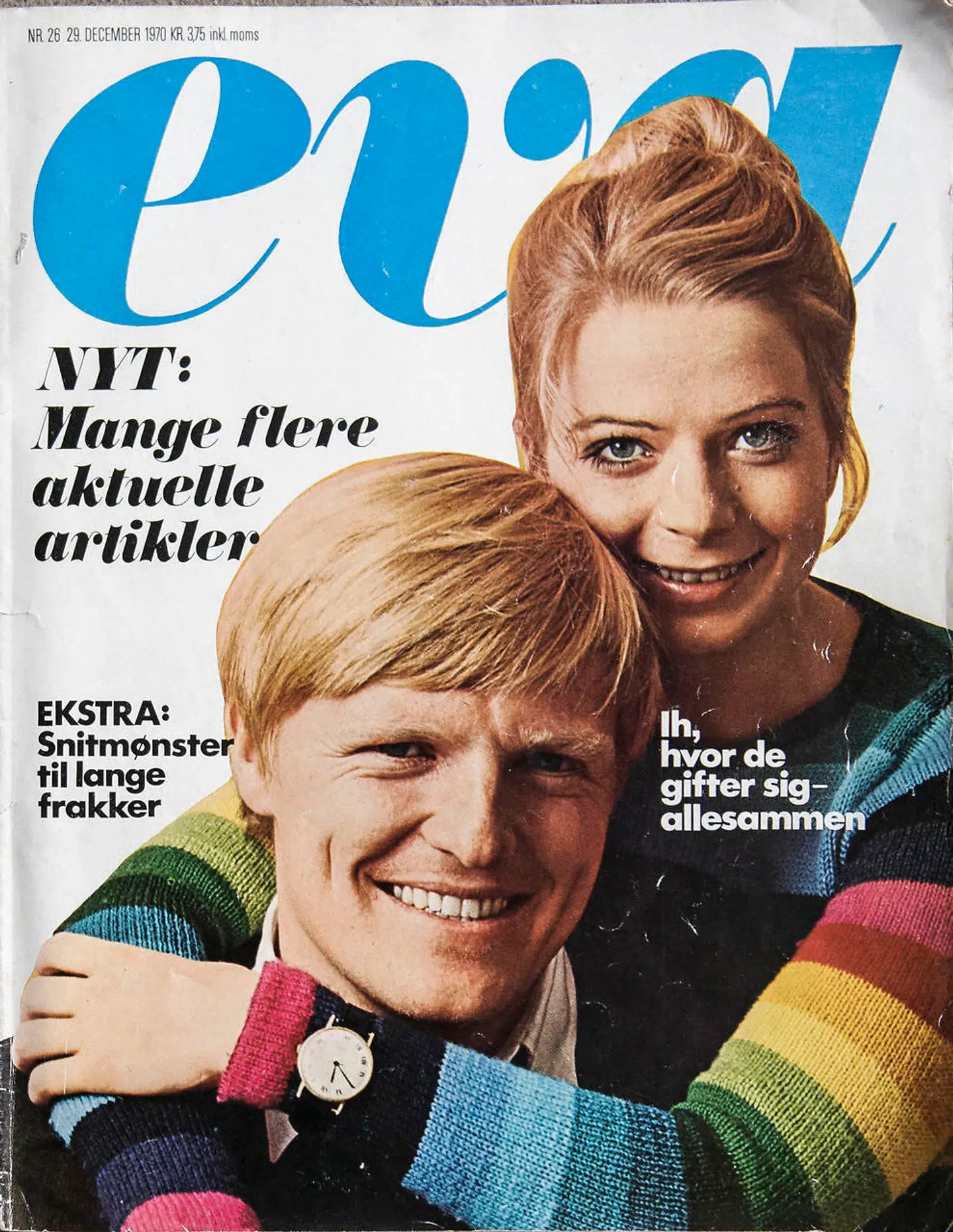 Magasinet »Eva« fra 1970 med Per Arnoldi og hans kone, skuespiller Christiane Rohde. Parret har været gift i 50 år.
