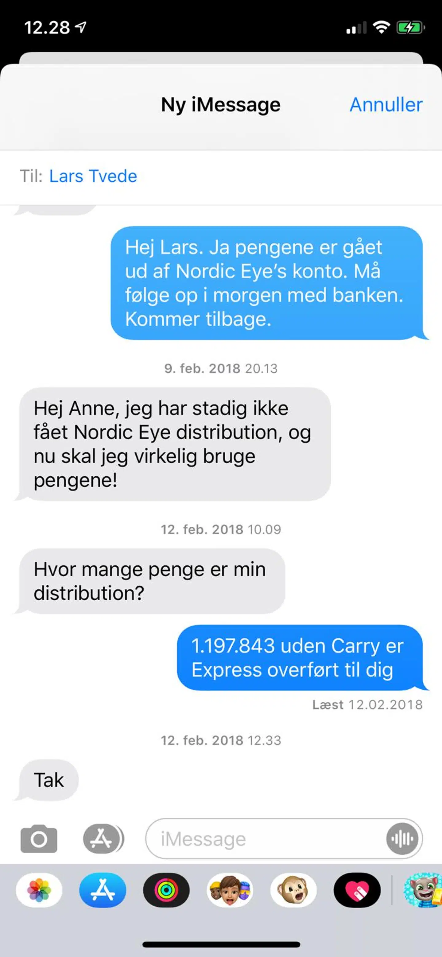 En SMS-korrespondance med Nordic Eyes bogholder viser, at Lars Tvede pressede på for at få udbetalt lige knap ni millioner kroner, som viste sig at være et ulovligt aktionærlån.