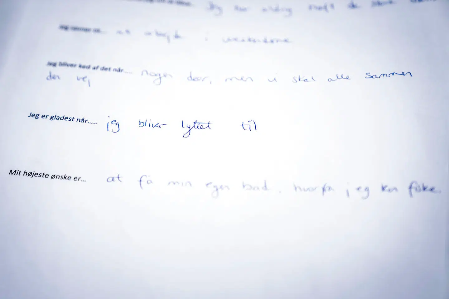 Spørgeskemaer udfyldt af indsatte på Kofoedsminde. Kofoedsminde huser omkring 80 voksne, udviklingshæmmede beboere, som har fået en dom, eller som er idømt en foranstaltning i et åbent eller sikret miljø.