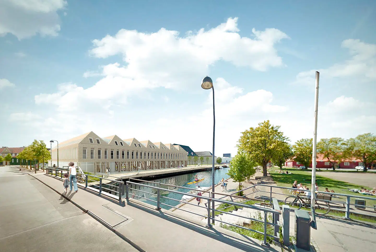 Illustration af hotellet set fra Frederiksholmbroen. Illustration: PC-9