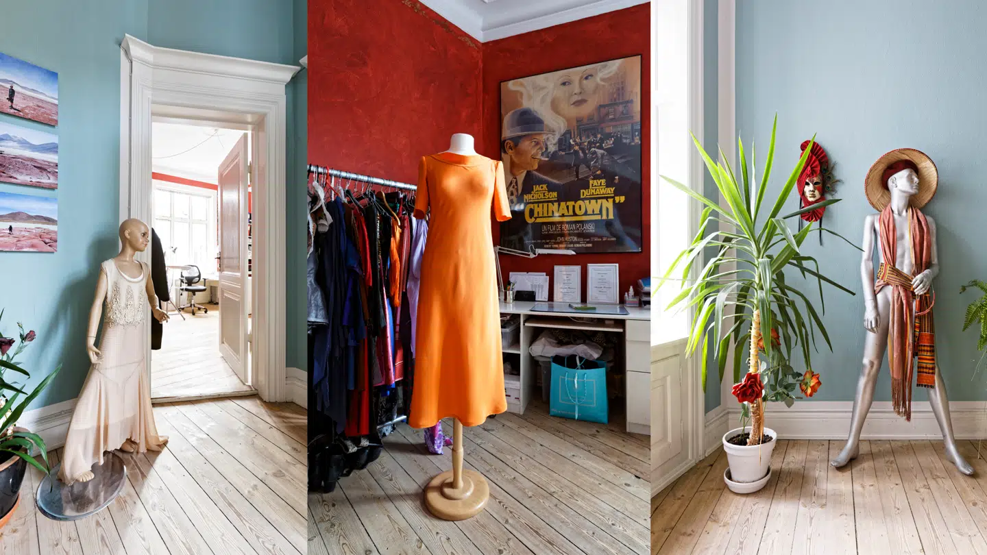 De lidt ældre mannequinfigurer kalder Margrethe Rasmussen »min lille familie«. Hun har fået dem fra film og andre steder.