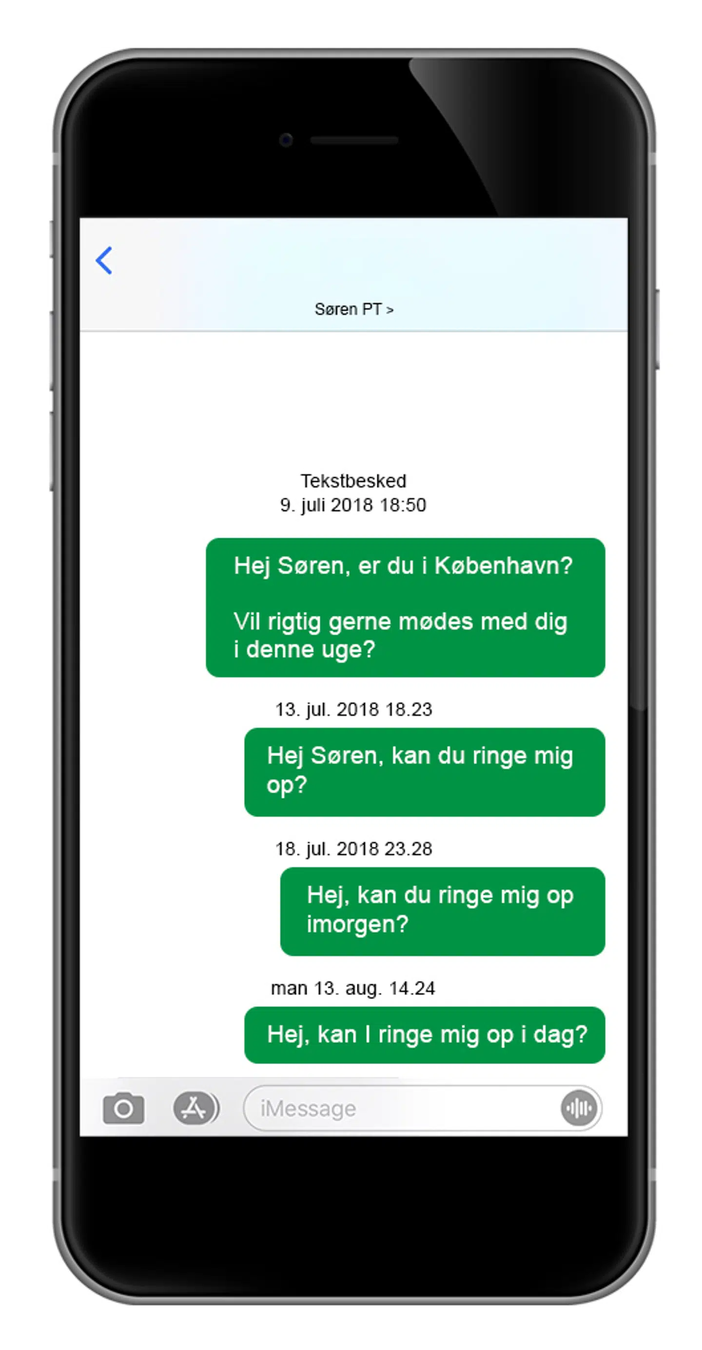 Ahmed Samsams lillesøster mødtes i sommeren 2018 med to PET-agenter i håb om, at de kunne hjælpe hendes storebror ud af fængslet. Hun oplevede, at de bare ville være sikre på, at hun ikke have beviser for, at PET havde rekrutteret Ahmed. Efter mødet forsøgte hun flere gange desperat at få fat i den agent, der havde præsenteret sig som »Søren«. Alle henvendelser forblev ubesparede (Genskabelse af original sms-korrespondance).