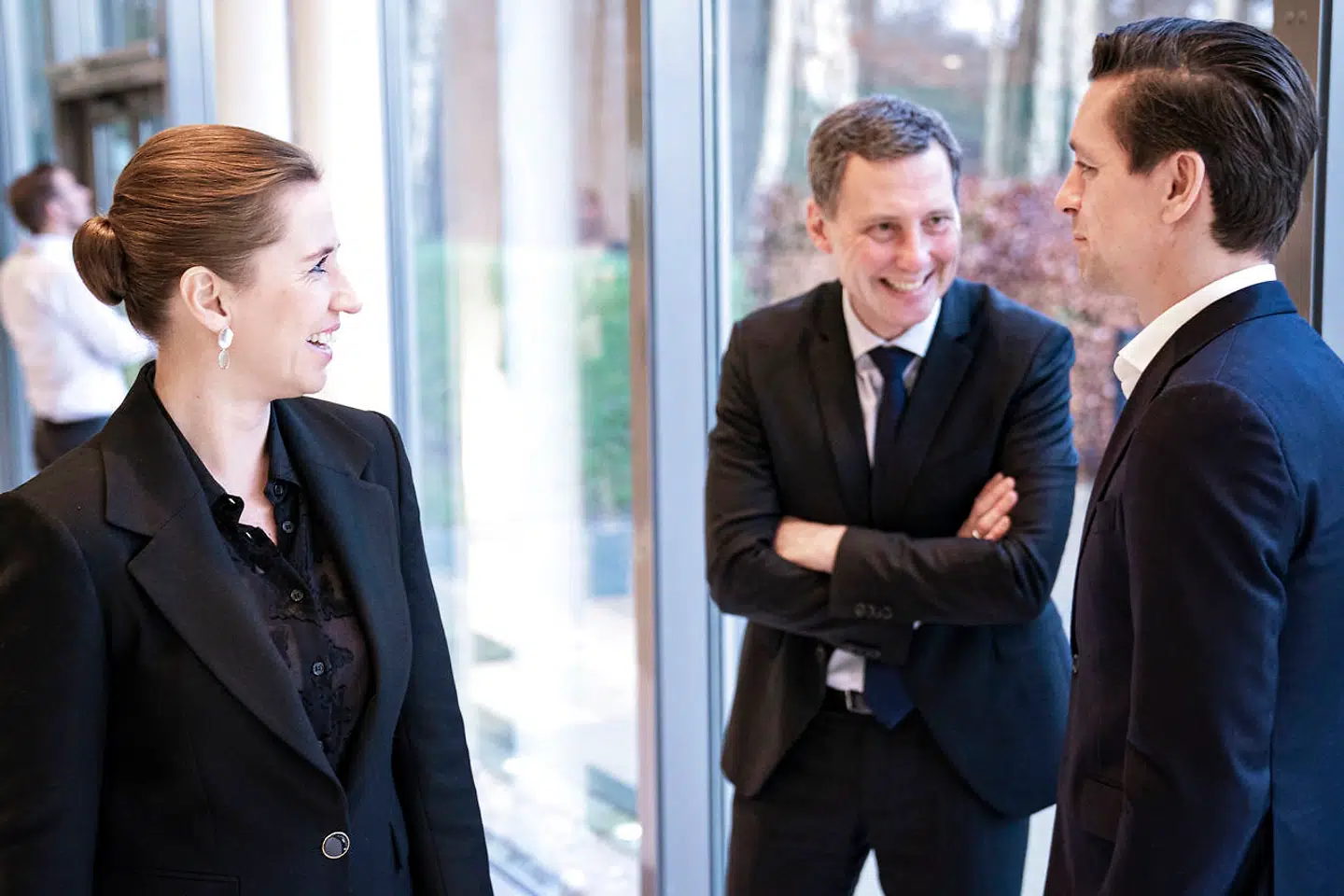 Statsminister Mette Frederiksen (S), Justitsminister Nick Hækkerup (S) og boligminister Kaare Dybvad Bek (S) til regeringsseminar i pavillonen på Marienborg i Kgs. Lyngby, mandag den 13. januar 2020.