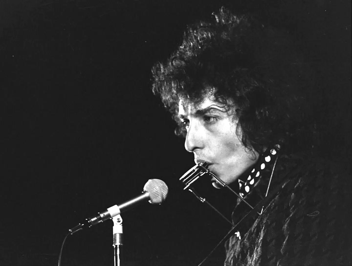 Legendariske Bob Dylan fotograferet 2. maj 1966, da han gav koncert i K.B. Hallen i København.