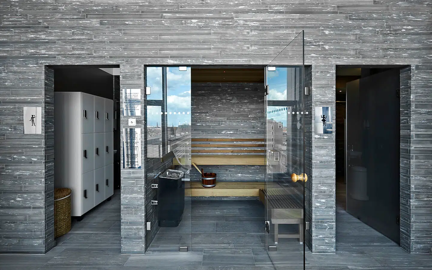 Der er også en sauna med udsigt over København.