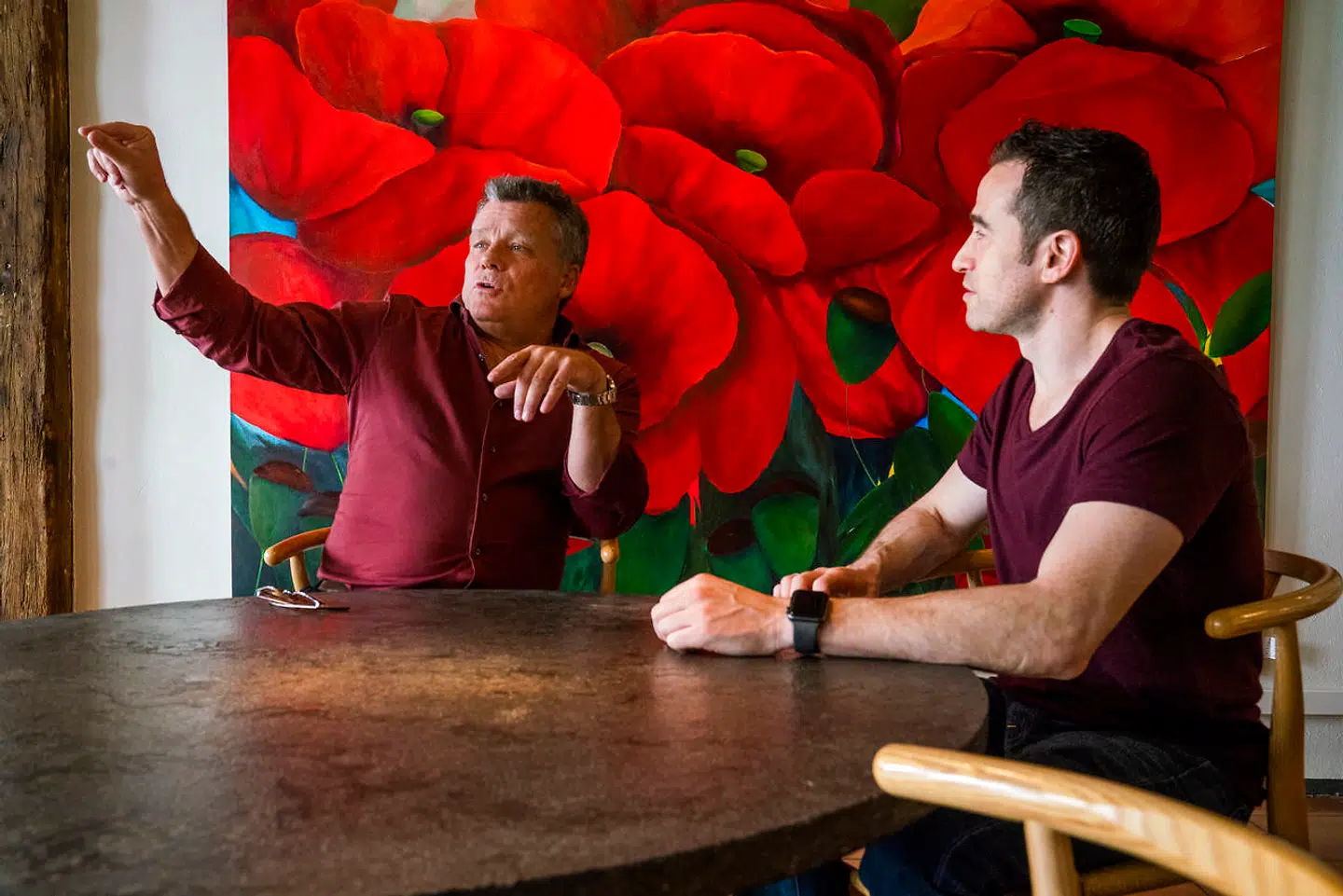 Peter Warnøe har et stort netværk – her sammen med den amerikanske serieiværksætter Jared Heyman, som har stiftet venturefonden Rebel Fund. Men nu er Warnøe kommet i vanskeligheder. Arkivfoto: Søren Bidstrup