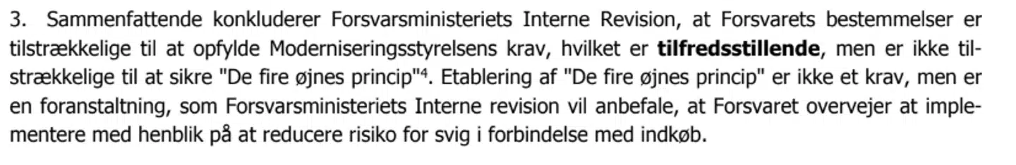 Tekst fra rapporten »Funktionsadskillelse i DeMars«, som Forsvarsministeriets Interne Revision færdiggjorde i december 2015. Demars er administrationens økonomisystem.