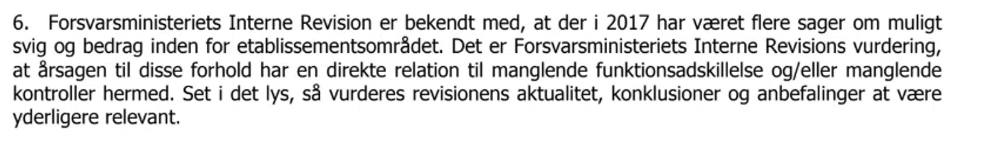 Forsvarsministeriets revisionsenheds rapport med navnet »Disponering, varemodtagelse og fakturakontrol ved Forsvarsministeriets Ejendomsstyrelse februar 2018«.