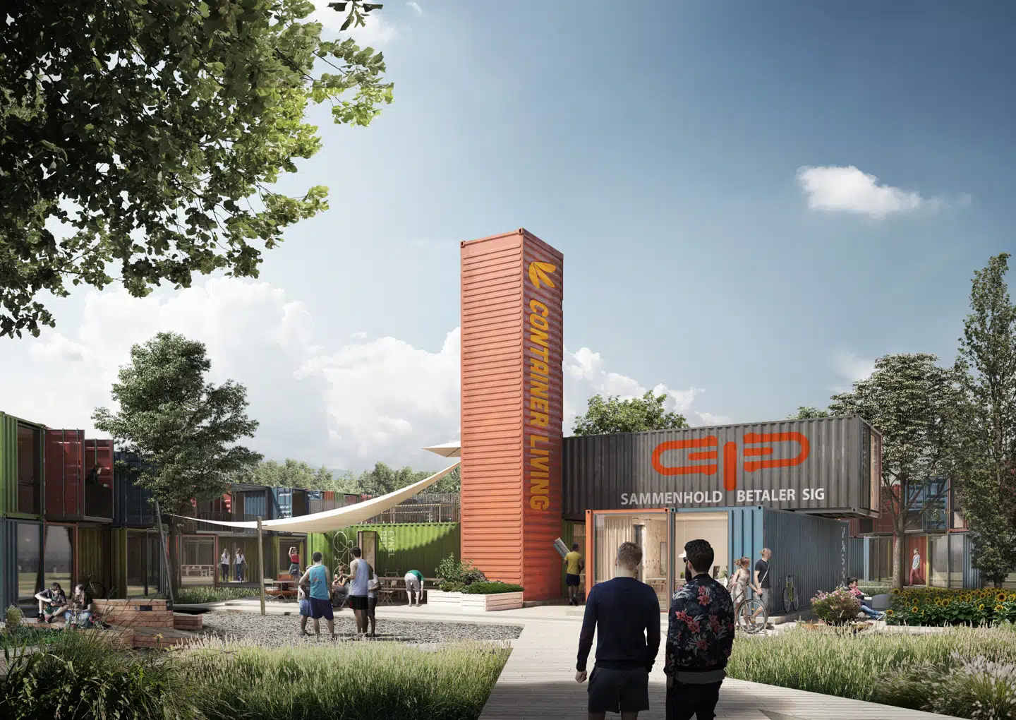 Det er endnu ikke beluttet, hvor TJM Byen skal ligge. Illustration: Interesseorganisationen/Container Living