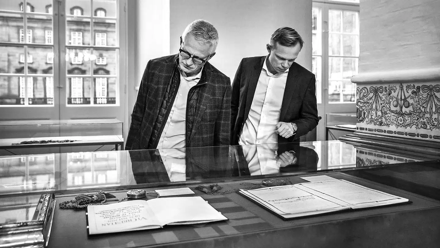 Grundfos' topchef Mads Nipper (tv.) har sammen med Anders Fæste, den danske chef for den internationale konsulentgigant Boston Consulting Group, sat sig i spidsen for at få politikerne til at gøre Grundloven grøn.