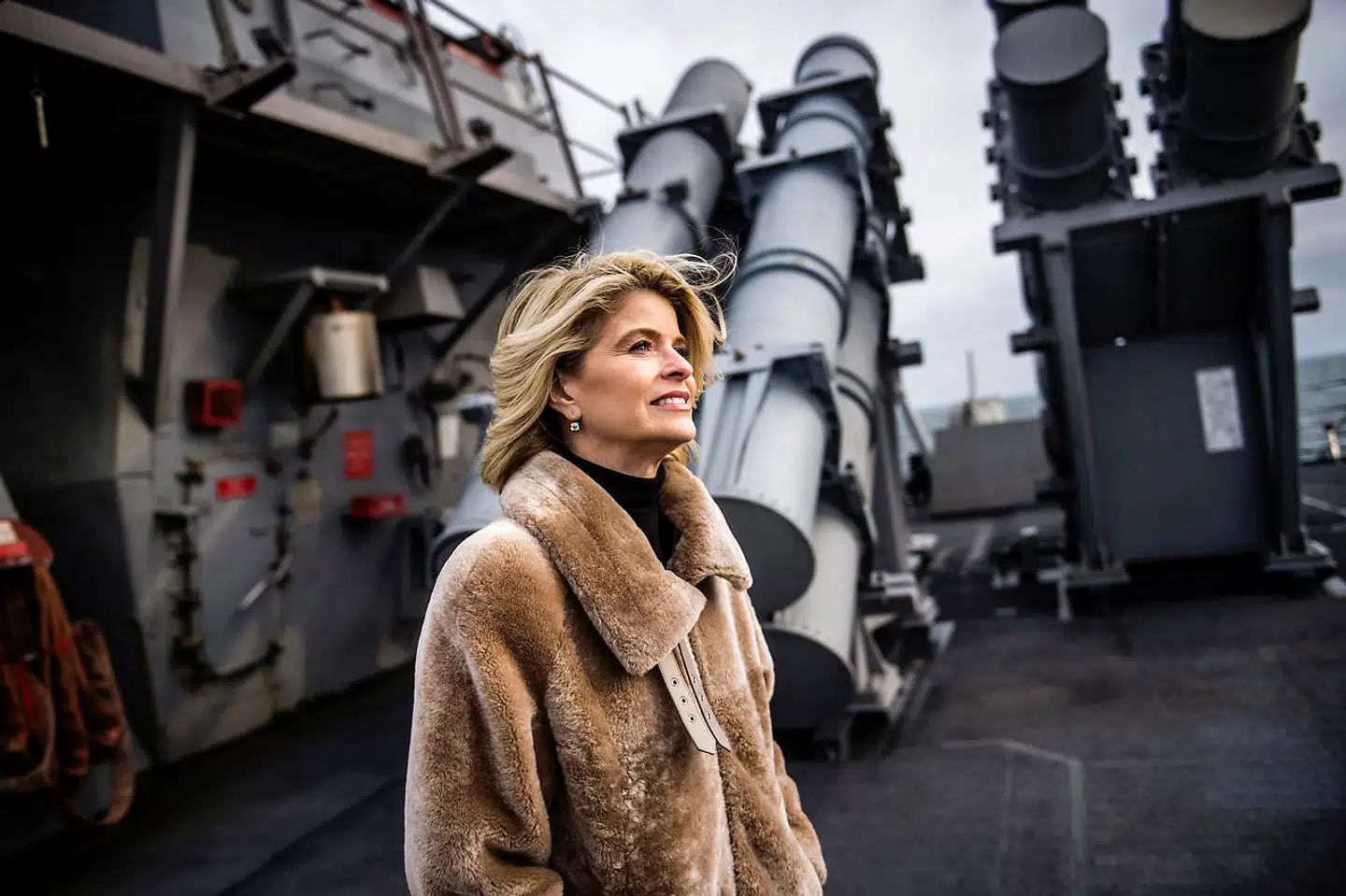 Den amerikanske ambassadør i Danmark, Carla Sands, om bord på krigsskibet USS Porter, da det besøgte København.