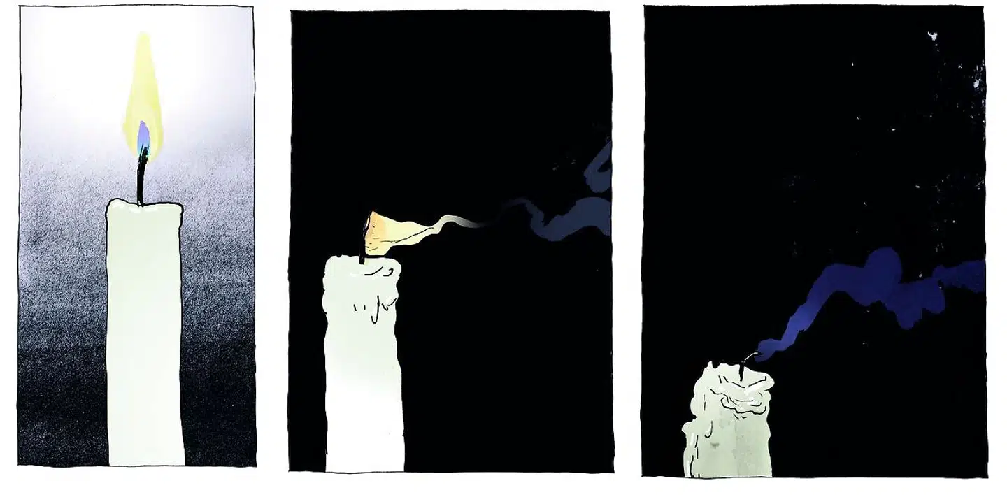 »Døden kommer, om vi vil det eller ej, så vi bør spørge os selv hvad vi kan bruge den til.«, siger præst Lotte Mørk. Tegning af Rasmus Meisner.