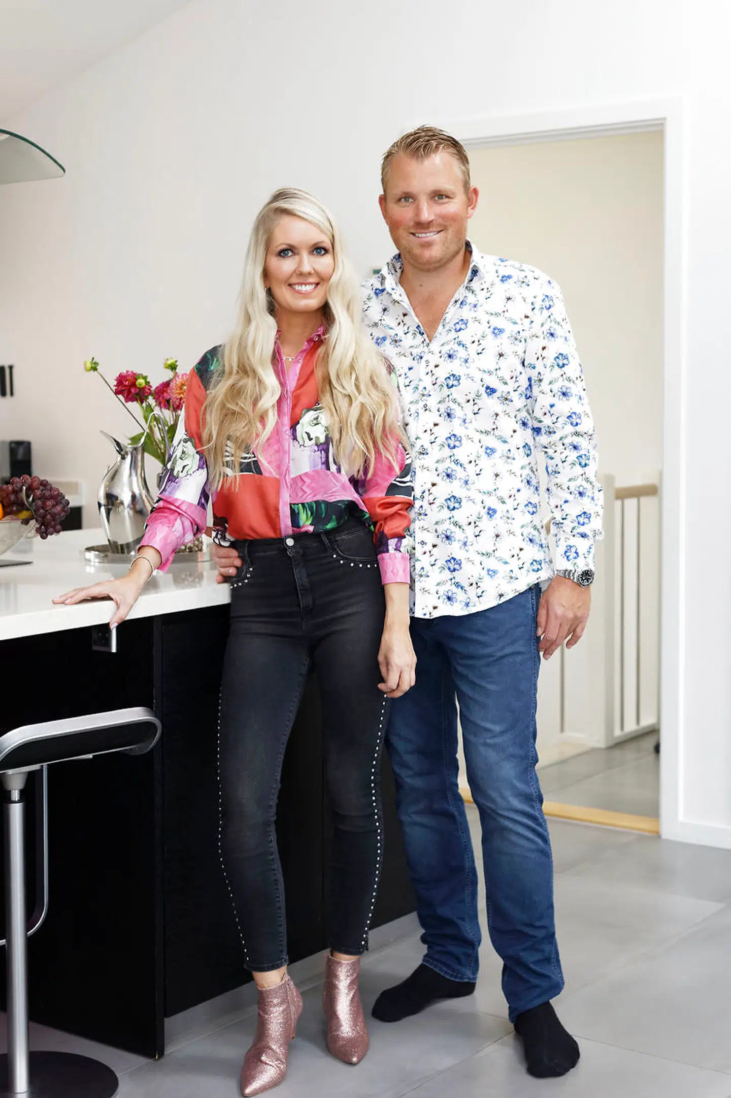 Maria Schøn og Michael Petersen har fundet frem til en fælles stil i boligen, som både indeholder klassiske elementer og masser af farve.