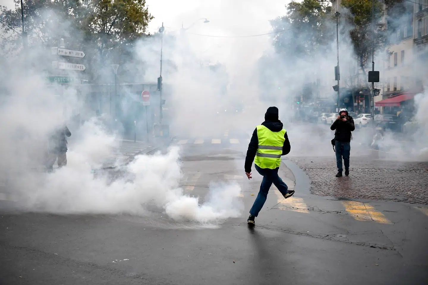 Protestbevægelsen »De Gule Veste« i gaderne i Paris d. 16 november 2019.