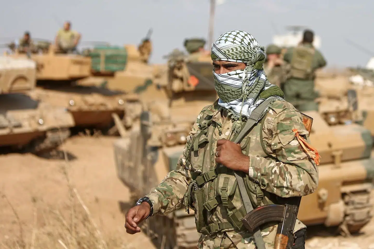 Tyrkisk militær ved grænsen mellem Syrien og Tyrkiet nær byen Ras-al-Ain. D. 27 oktober 2019.