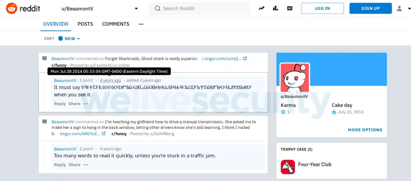 Cozy Bear delte sine koder og malware på sociale medier og internetfora som Reddit. Her er et eksempel på en kodet hjemmesideadresse, som gruppen benyttede sig af.