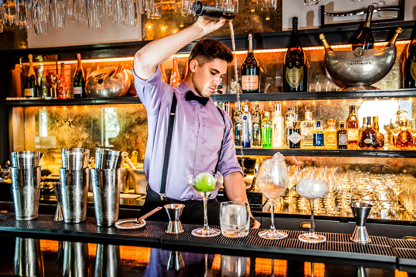 Balthazar på d'Angleterre har ud over cocktails et imponerende udvalg af champagne.