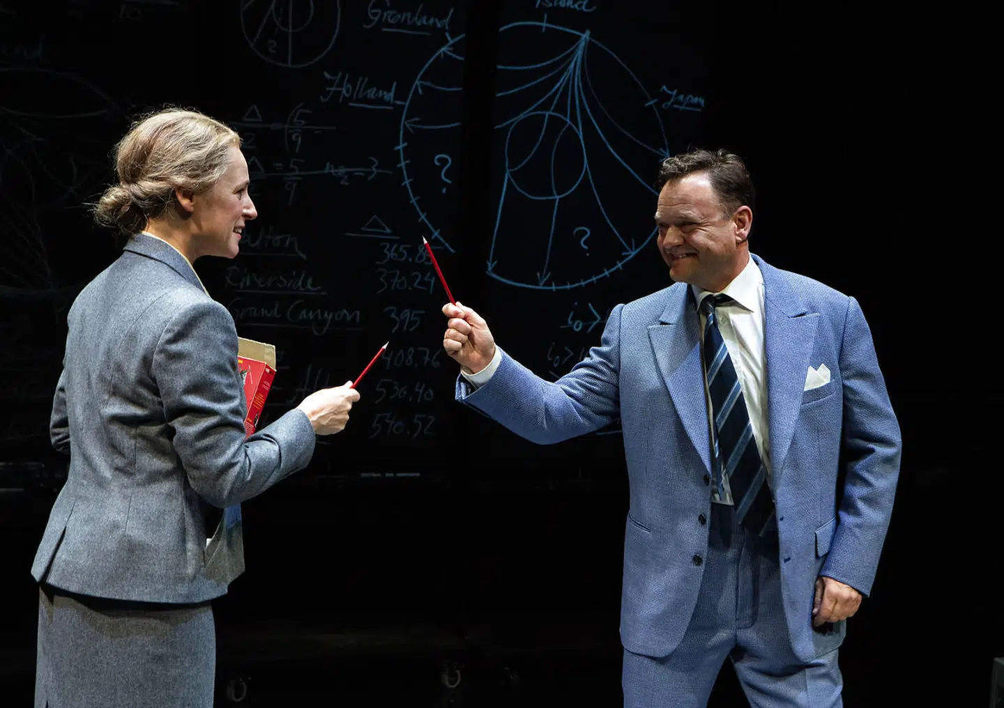 Forspildte chancer: Inge Lehmann og hendes britiske kollega (Iben Hjele og Troels Malling) flirter med ideen om en romance, der imidlertid aldrig bliver til noget.