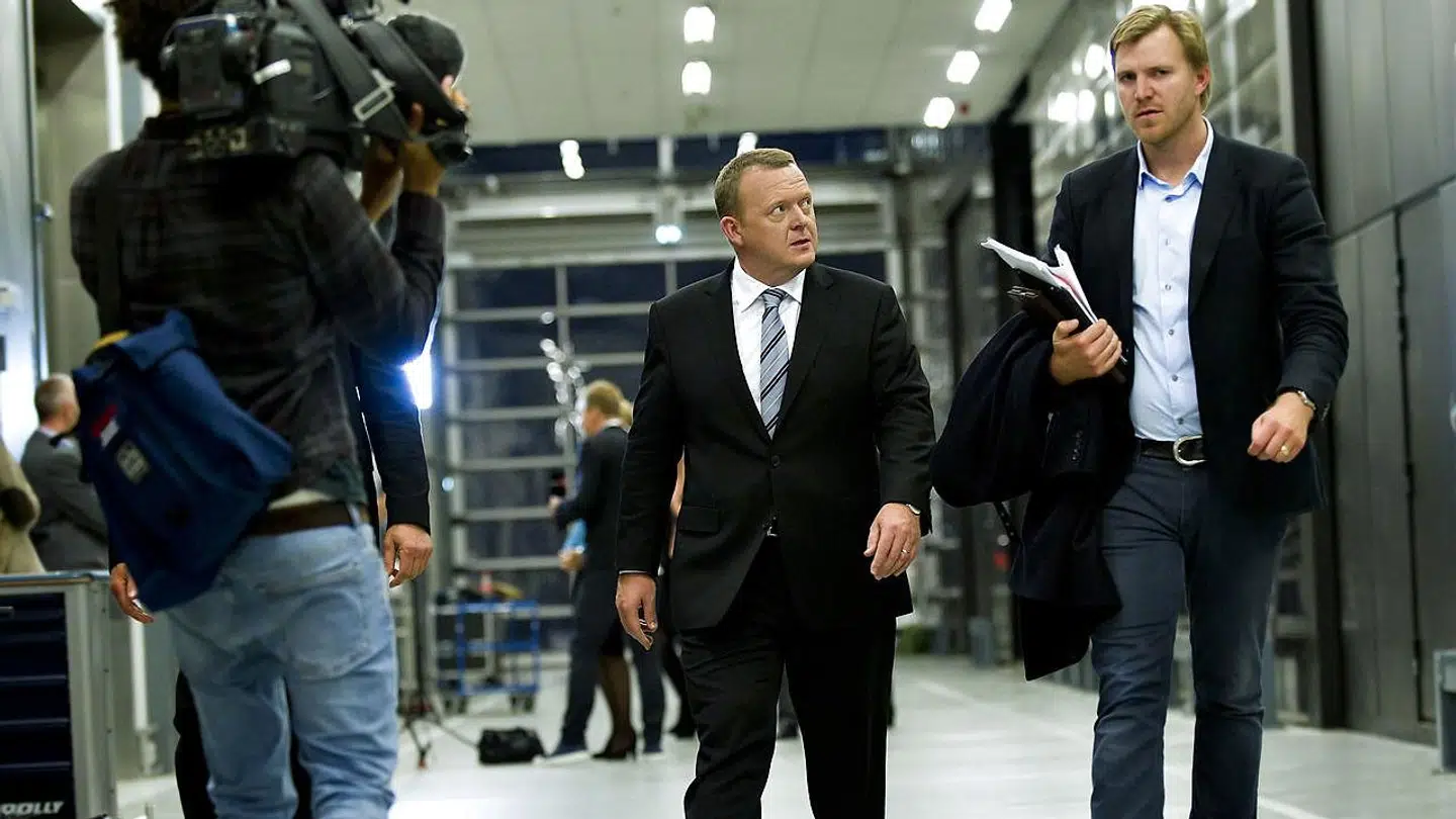 Mikael Børsting (th.) er tidligere såkaldt særlig rådgiver for forhenværende statsminister Lars Løkke Rasmussen (V). Her ses de i forbindelse med en valgdebat hos DR under folketingsvalget i 2011. Arkivfoto: Keld Navntoft/Ritzau Scanpix