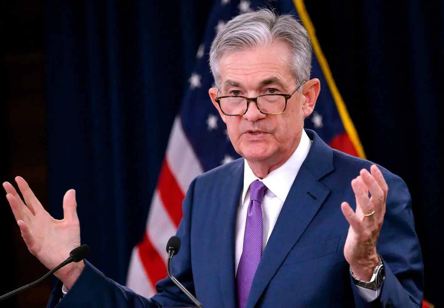 (Arkiv) Den amerikanske nationalbankdirektør, Jerome Powell, holdt onsdag finansmarkederne i spænding forud for renteudmelding. Foto: ANDREW CABALLERO-REYNOLDS / AFP / Scanpix