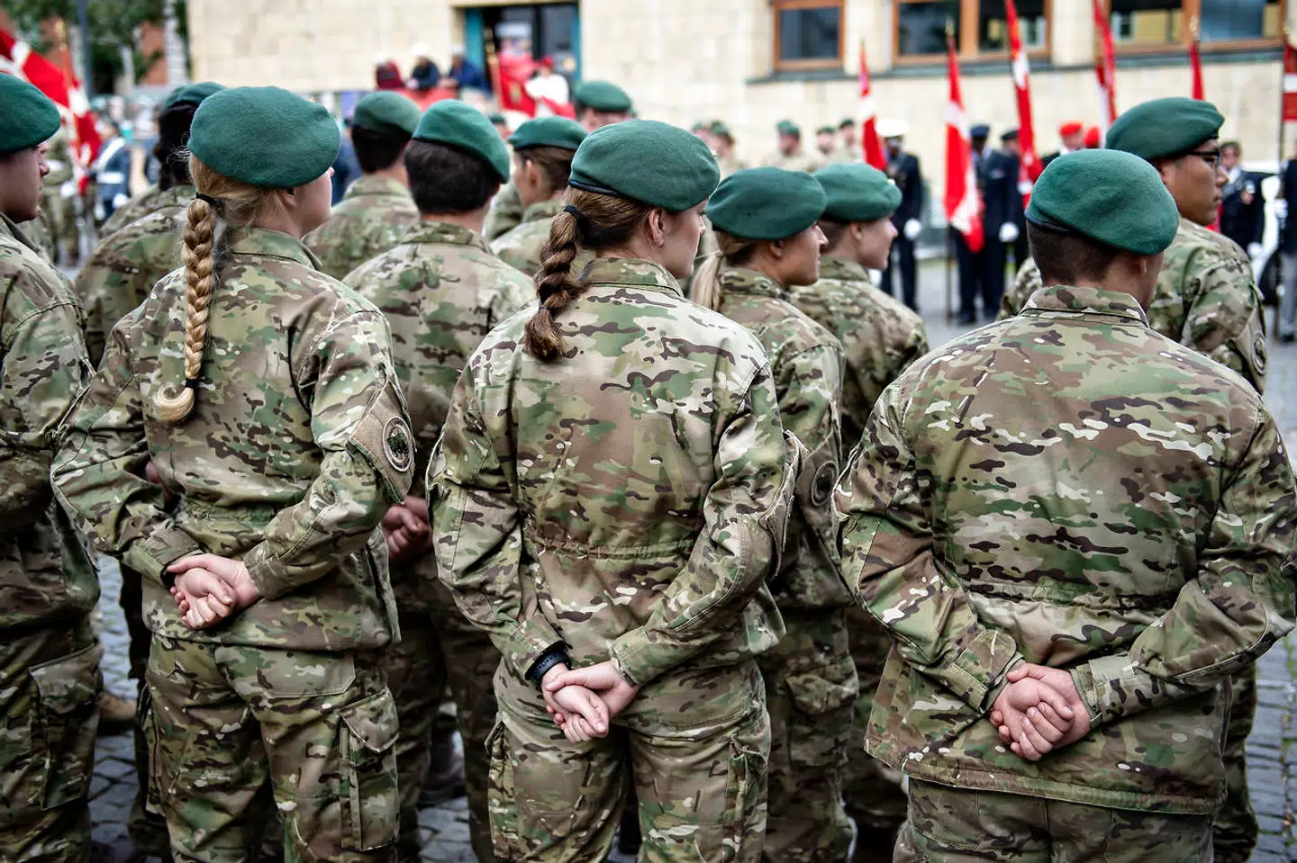 Soldater ved paraden på flagdagen i Aalborg i september 2019.