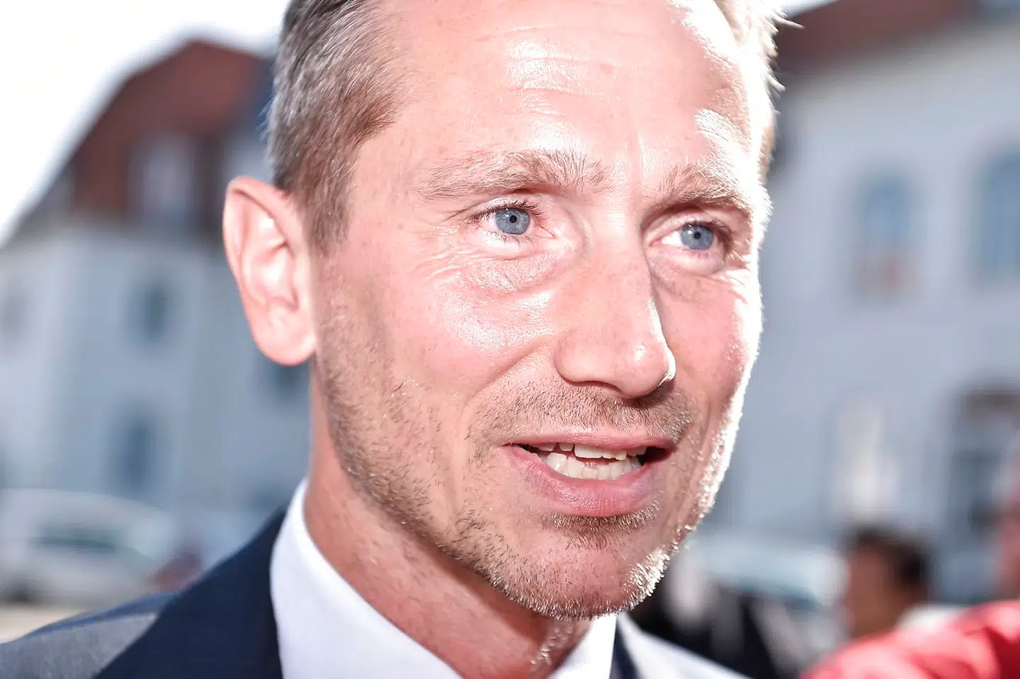 Kristian Jensen foran pressen lørdag 31. august, hvor han meddelte, at han som følge af uroen omkring Venstres formandskab vil trække sig som næstformand ved det kommende landsmøde i september.