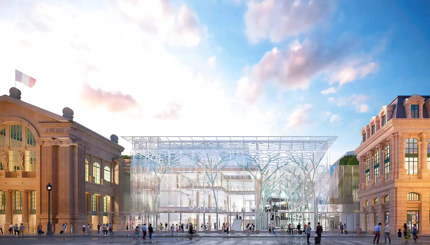 En visualisering af, hvordan Gare du Nord vil komme til at se ud fra Rue de Dunkerque.