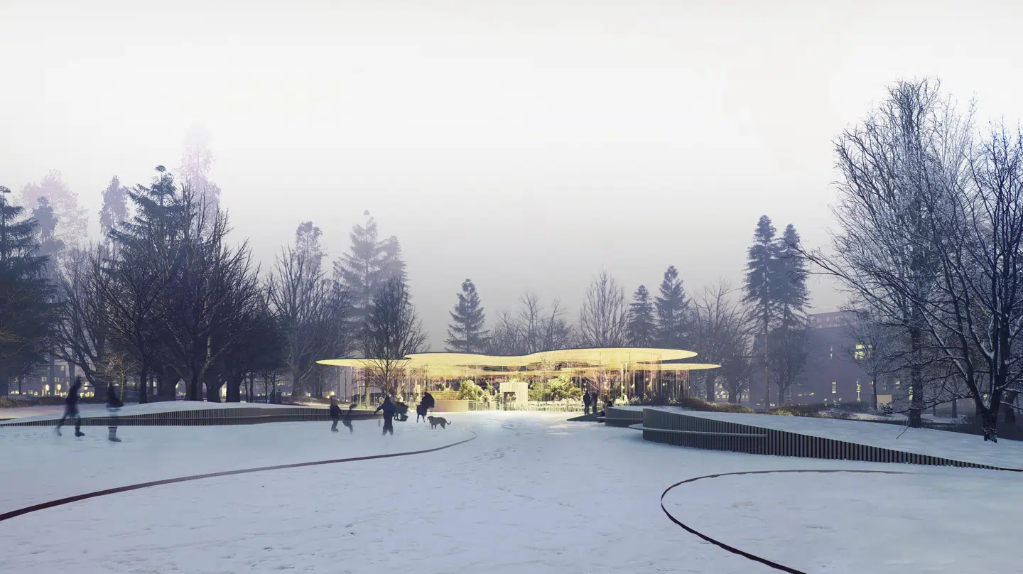 Operaparkens glaspavillon med vinterhaven.