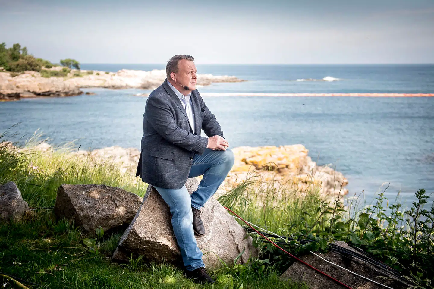 Et fredeligt foto-øjeblik for statsminister Lars Løkke Rasmussen på Folkemødet 2019, hvor han holdt åbningstalen.