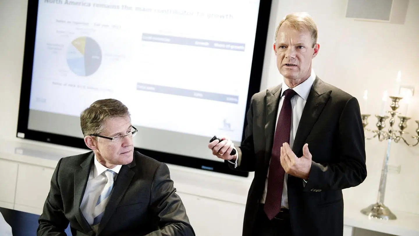 Kåre Schultz, i dag topchef i israelske Teva, da han sammen med daværende topchef Lars Rebien Sørensen fortæller om Novo Nordisk årsregnskab i januar 2014.