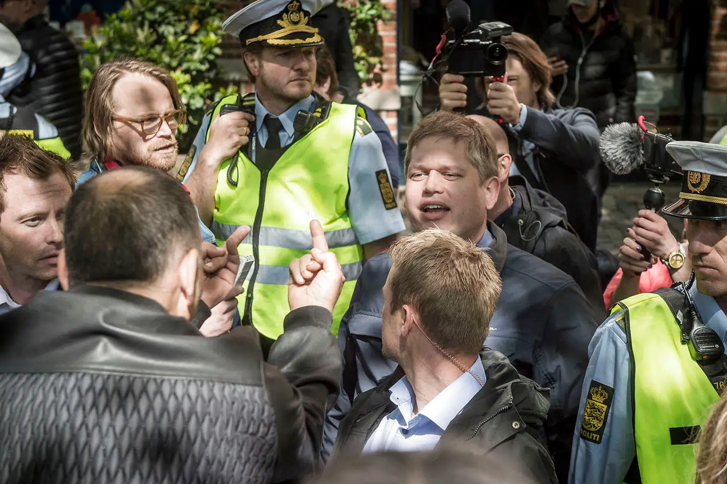 Rasmus Paludan under massiv politiopdækning under en af sine mange demontrationer på Nørrebro.